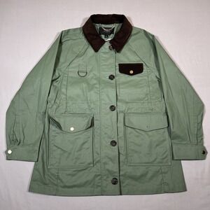J.CREW Women's Military Field Jacket Size S Waxed Canvas Barn Corduroy Collar
